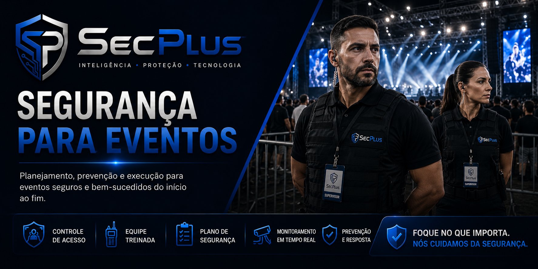 Equipe SecPlus supervisionando acesso ao evento